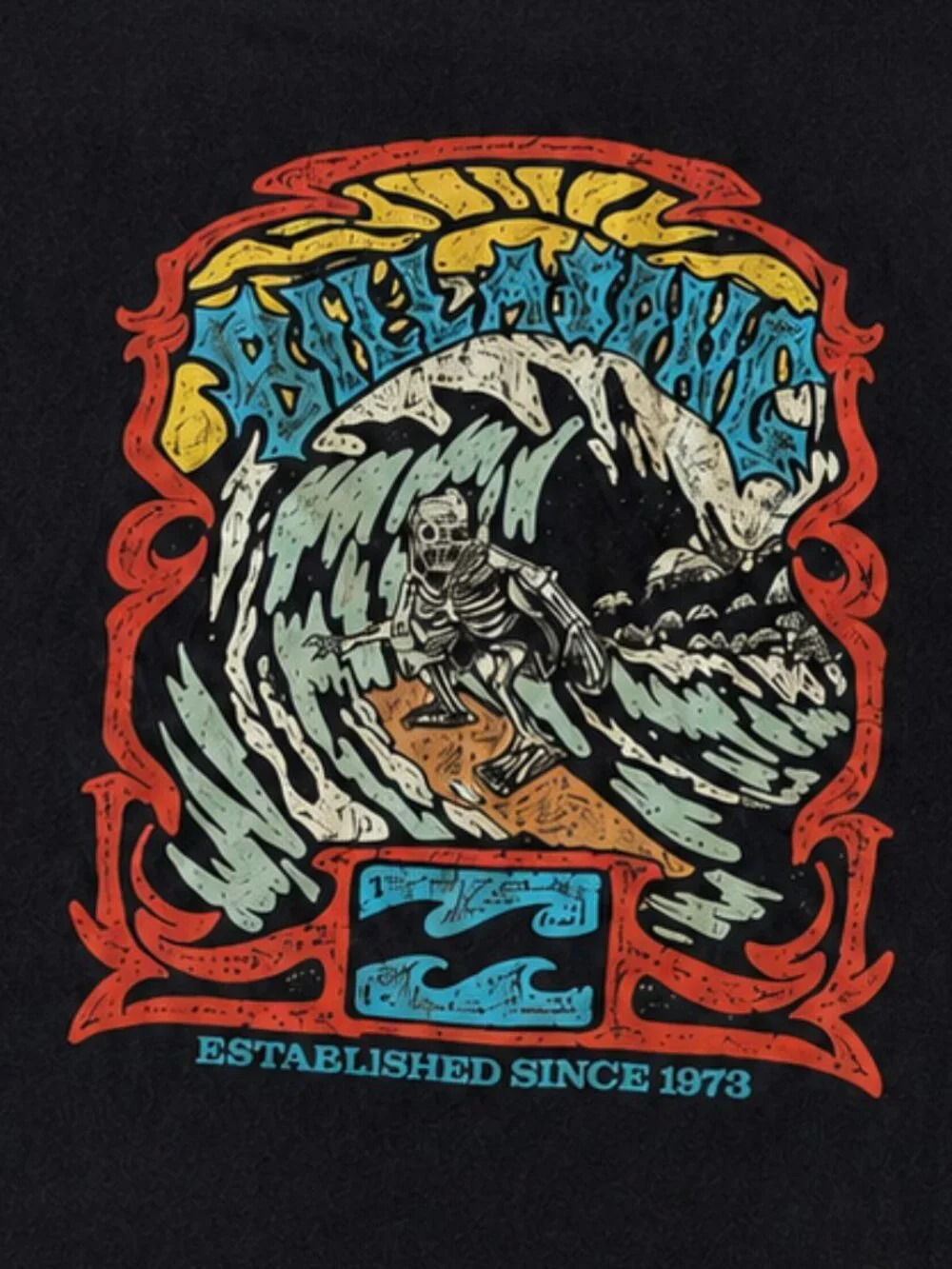 Billabong Boys Black Skeleton Surfer Graphic Tee XL 18/20